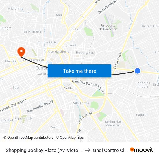 Shopping Jockey Plaza (Av. Victor Ferreira Do Amaral, 2300) to Gndi Centro Clínico Mercês map