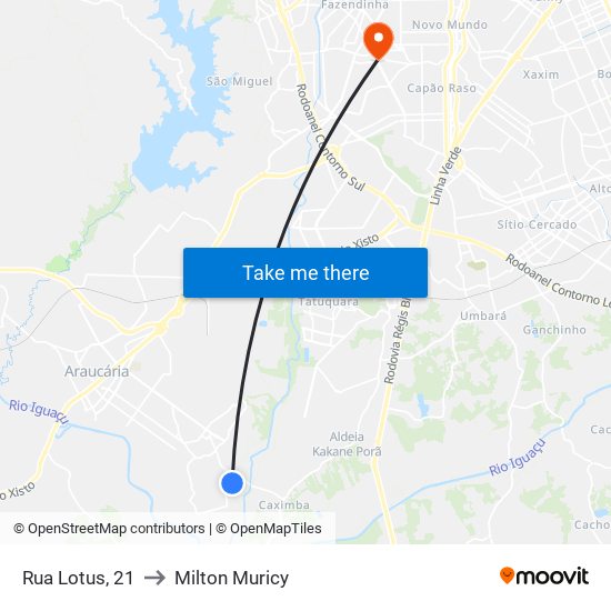 Rua Lotus, 21 to Milton Muricy map