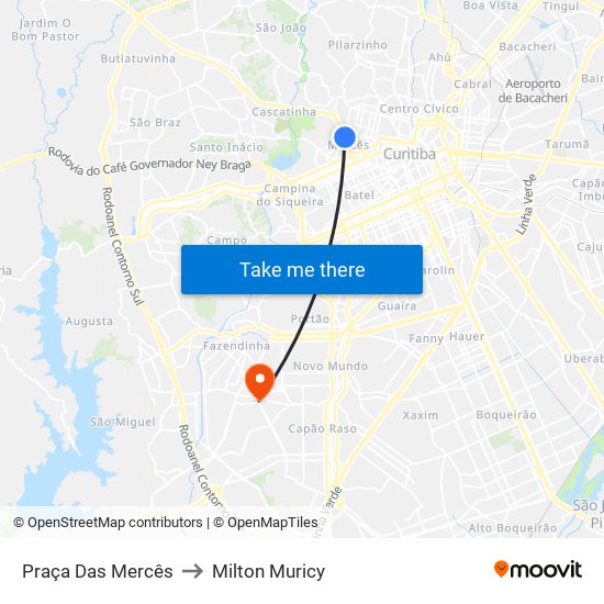 Praça Das Mercês to Milton Muricy map