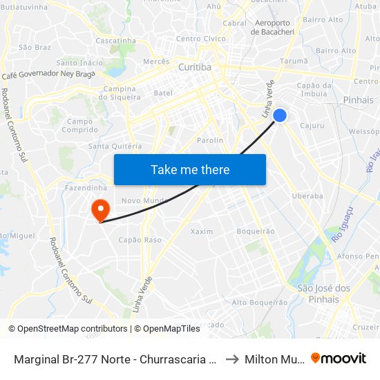 Marginal Br-277 Norte - Churrascaria Marumbi to Milton Muricy map