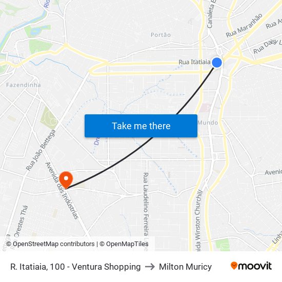 R. Itatiaia, 100 - Ventura Shopping to Milton Muricy map