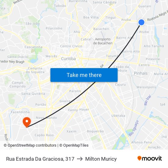 Rua Estrada Da Graciosa, 317 to Milton Muricy map