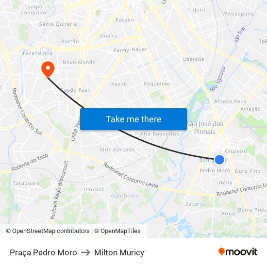 Praça Pedro Moro to Milton Muricy map