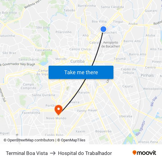 Terminal Boa Vista to Hospital do Trabalhador map