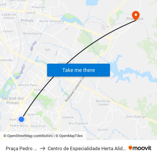 Praça Pedro Moro to Centro de Especialidade Herta Alidia Milbratz map