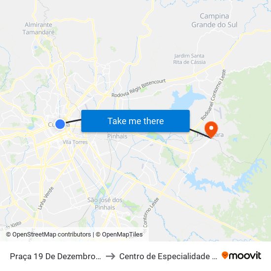 Praça 19 De Dezembro (R. Inácio Lustosa) to Centro de Especialidade Herta Alidia Milbratz map