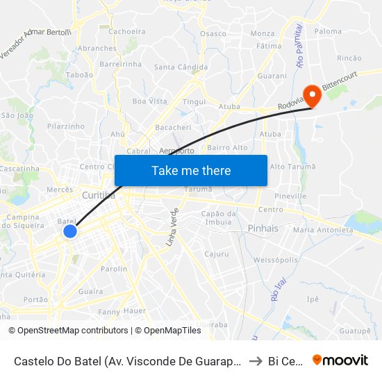 Castelo Do Batel (Av. Visconde De Guarapuava, 4610) to Bi Center map