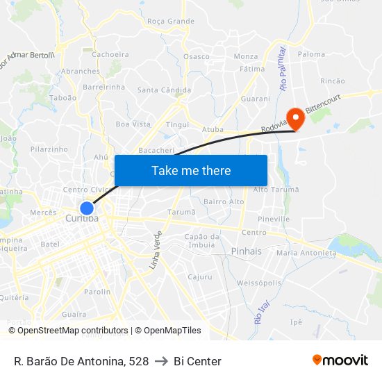 R. Barão De Antonina, 528 to Bi Center map