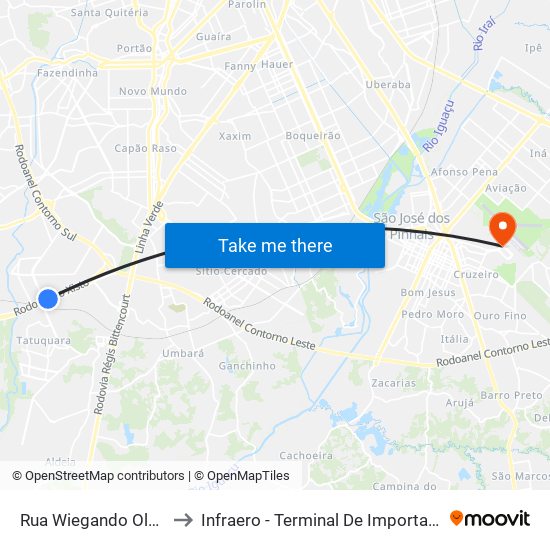 Rua Wiegando Olsen to Infraero - Terminal De Importação map