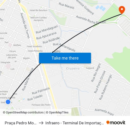 Praça Pedro Moro to Infraero - Terminal De Importação map