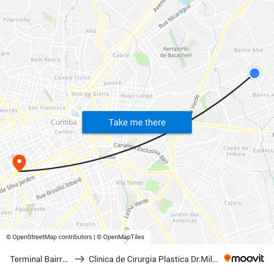 Terminal Bairro Alto to Clinica de Cirurgia Plastica Dr.Milton Daniel map