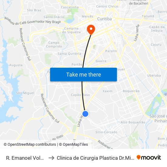 R. Emanoel Voluz, 284 to Clinica de Cirurgia Plastica Dr.Milton Daniel map