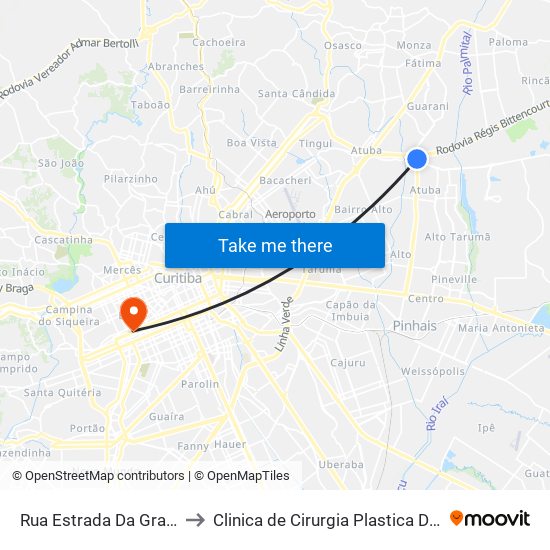 Rua Estrada Da Graciosa, 317 to Clinica de Cirurgia Plastica Dr.Milton Daniel map