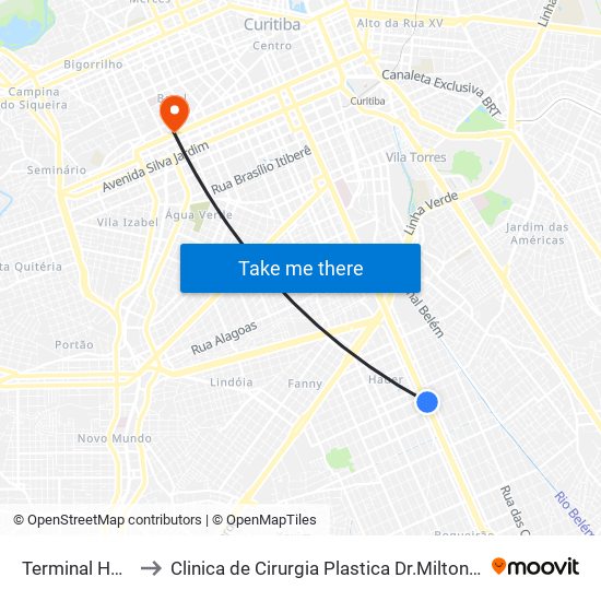 Terminal Hauer to Clinica de Cirurgia Plastica Dr.Milton Daniel map