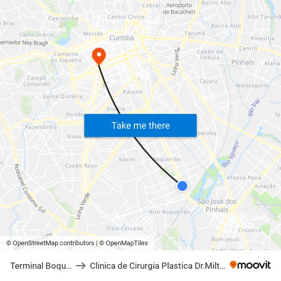 Terminal Boqueirão to Clinica de Cirurgia Plastica Dr.Milton Daniel map