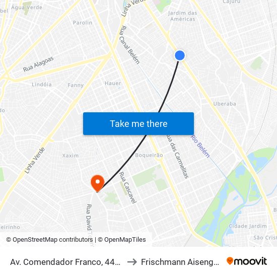 Av. Comendador Franco, 4485 to Frischmann Aisengart map