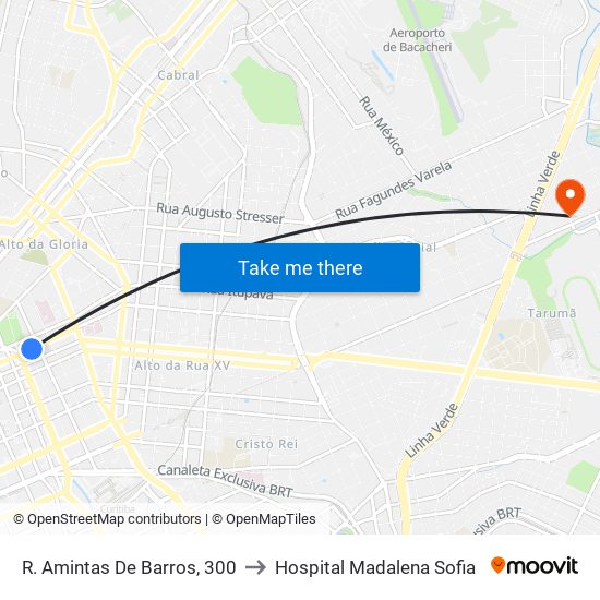 R. Amintas De Barros, 300 to Hospital Madalena Sofia map