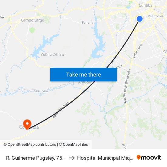 R. Guilherme Pugsley, 750 - Largo Doutor Acir Mullinari to Hospital Municipal Miqueline e Elisa Franco Padilha map