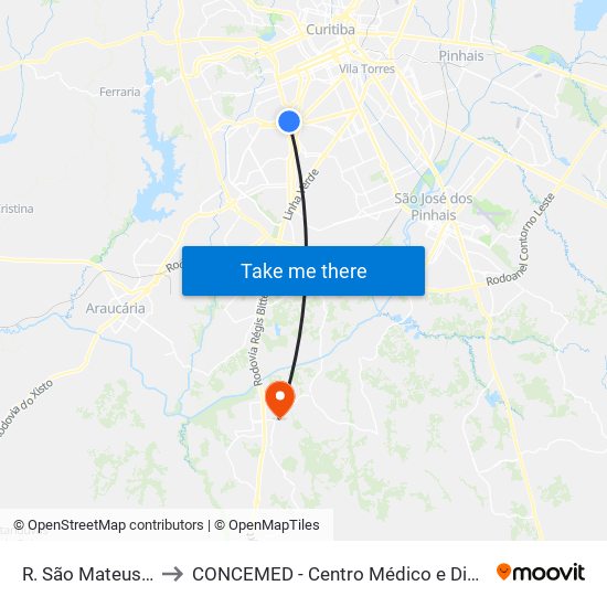 R. São Mateus, 200 to CONCEMED - Centro Médico e Diagnóstico map