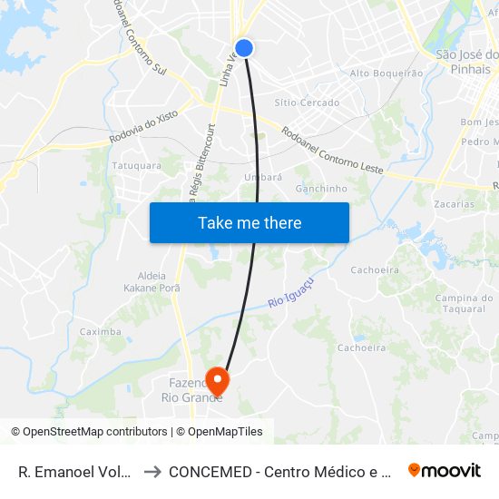 R. Emanoel Voluz, 284 to CONCEMED - Centro Médico e Diagnóstico map