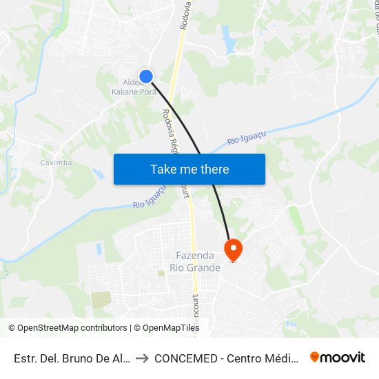 Estr. Del. Bruno De Almeida, 3617 to CONCEMED - Centro Médico e Diagnóstico map