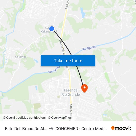 Estr. Del. Bruno De Almeida, 3986 to CONCEMED - Centro Médico e Diagnóstico map