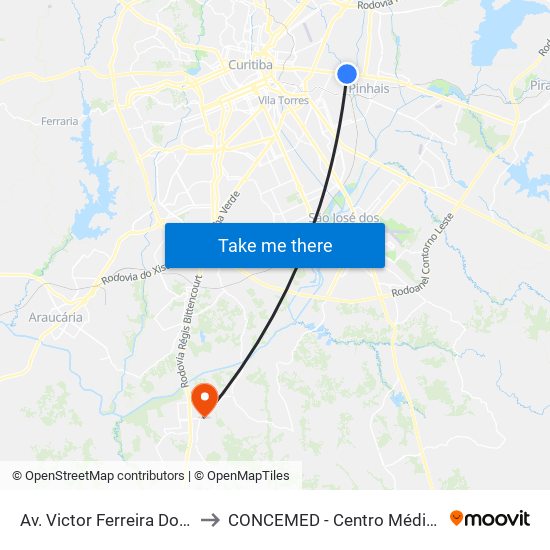 Av. Victor Ferreira Do Amaral, 3377 to CONCEMED - Centro Médico e Diagnóstico map