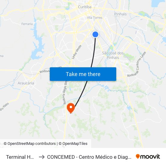 Terminal Hauer to CONCEMED - Centro Médico e Diagnóstico map