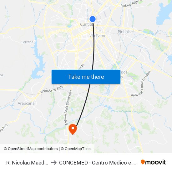R. Nicolau Maeder, 562 to CONCEMED - Centro Médico e Diagnóstico map