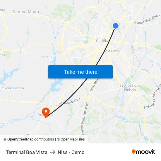 Terminal Boa Vista to Niss - Cemo map