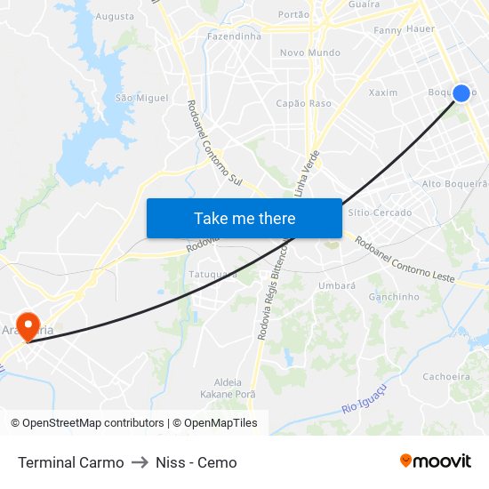 Terminal Carmo to Niss - Cemo map