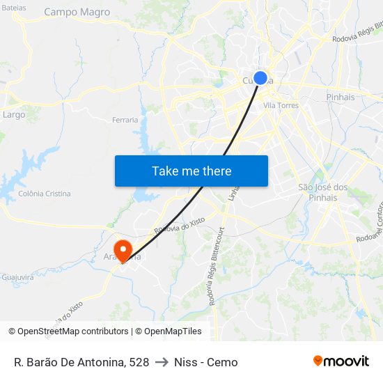 R. Barão De Antonina, 528 to Niss - Cemo map