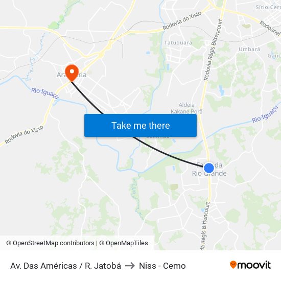 Av. Das Américas / R. Jatobá to Niss - Cemo map