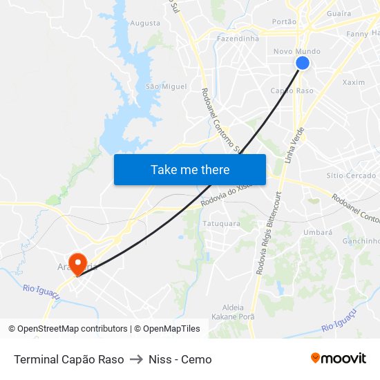 Terminal Capão Raso to Niss - Cemo map