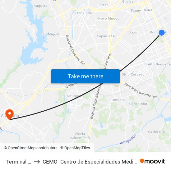 Terminal Carmo to CEMO- Centro de Especialidades Médicas e Odontológicas map