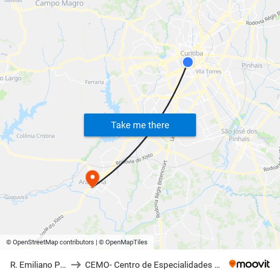 R. Emiliano Perneta, 492 to CEMO- Centro de Especialidades Médicas e Odontológicas map