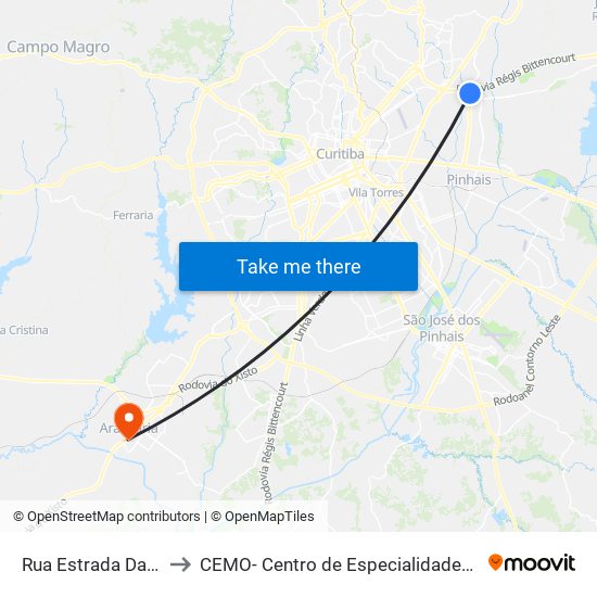 Rua Estrada Da Graciosa, 317 to CEMO- Centro de Especialidades Médicas e Odontológicas map