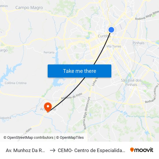 Av. Munhoz Da Rocha, 303 (Comec) to CEMO- Centro de Especialidades Médicas e Odontológicas map