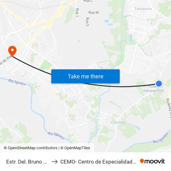 Estr. Del. Bruno De Almeida, 3617 to CEMO- Centro de Especialidades Médicas e Odontológicas map
