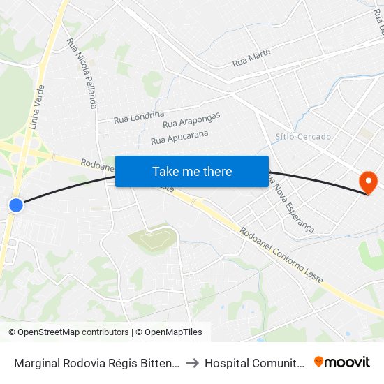 Marginal Rodovia Régis Bittencourt (Br 116) - Ceasa to Hospital Comunitario Evangelico map