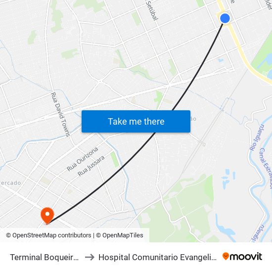 Terminal Boqueirão to Hospital Comunitario Evangelico map