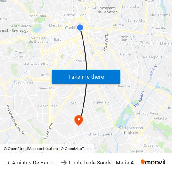 R. Amintas De Barros, 300 to Unidade de Saúde -  Maria Angélica map