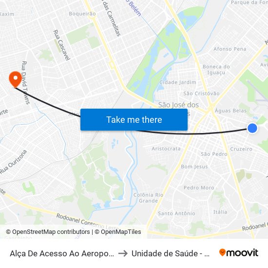 Alça De Acesso Ao Aeroporto Afonso Pena to Unidade de Saúde -  Maria Angélica map