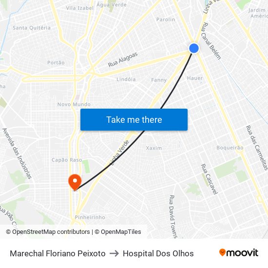 Marechal Floriano Peixoto to Hospital Dos Olhos map