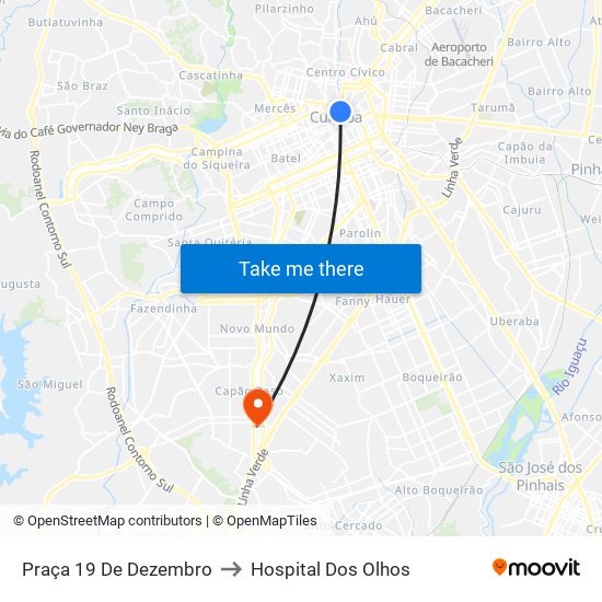 Praça 19 De Dezembro to Hospital Dos Olhos map