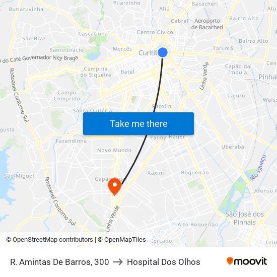 R. Amintas De Barros, 300 to Hospital Dos Olhos map