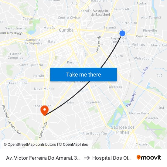 Av. Victor Ferreira Do Amaral, 3141 to Hospital Dos Olhos map
