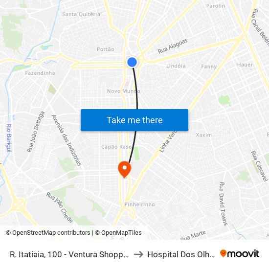 R. Itatiaia, 100 - Ventura Shopping to Hospital Dos Olhos map