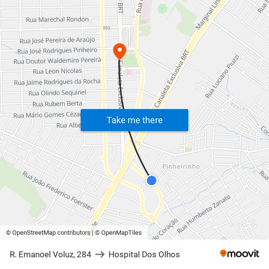 R. Emanoel Voluz, 284 to Hospital Dos Olhos map