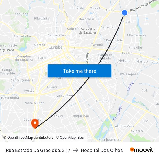 Rua Estrada Da Graciosa, 317 to Hospital Dos Olhos map